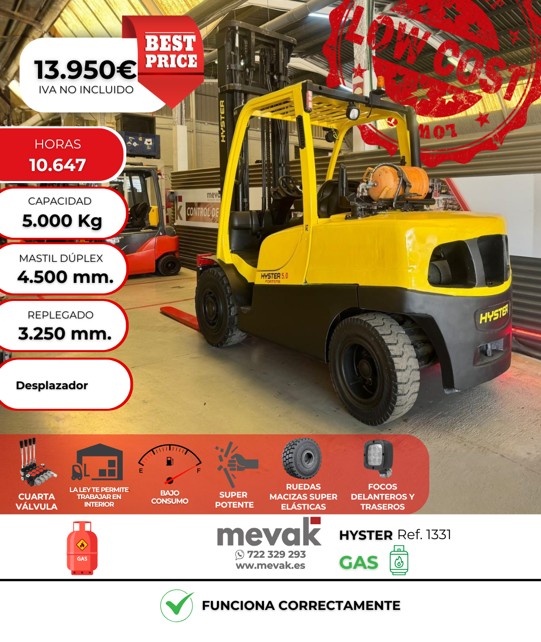 CARRETILLA ELEVADORA USADA HYSTER GAS