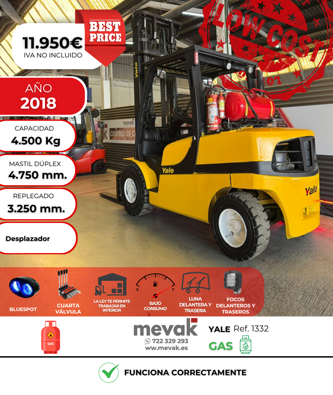 CARRETILLA ELEVADORA USADA YALE GAS