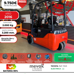 CARRETILLA ELEVADORA TOYOTA USADA 2000 KG