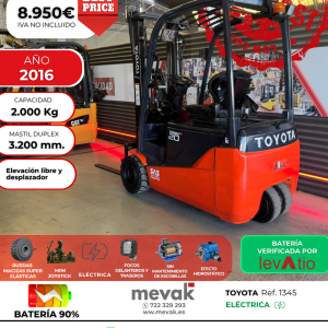 CARRETILLA ELEVADORA TOYOTA USADA 2000 KG