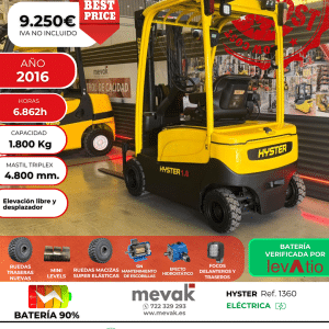 CARRETILLA ELEVADORA OCASION HYSTER 1800KG