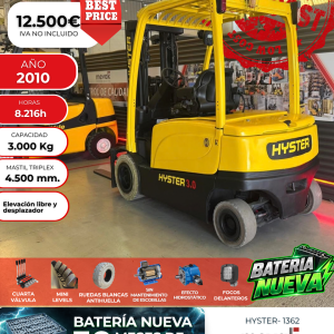 CARRETILLA ELEVADORA USADA 3000KG HYSTER BATERIA NUEVA