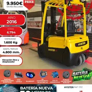 CARRETILLA ELEVADORA SEGUNDA MANO HYSTER BATERIA NUEVA