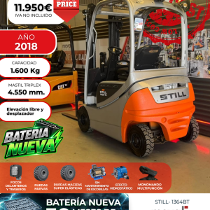 CARRETILLA ELEVADORA SEMINUEVA STILL BATERIA NUEVA