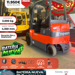CARRETILLA ELEVADORA ELÉCTRICA TOYOTA SEGUNDA MANO BATERIA NUEVA
