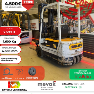 CARRETILLA ELEVADORA OCASION KOMATSU BATERÍA VERIFICADA POR LEVATIO
