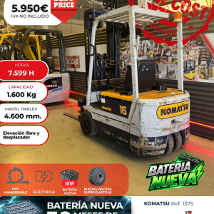 CARRETILLA ELEVADORA OCASION KOMATSU BATERÍA NUEVA